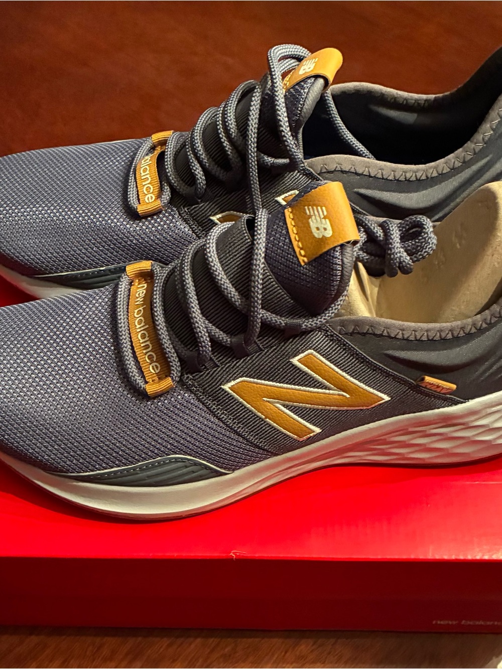 New Balance Men's Gray and Gold Lace-Up Running Sneakers